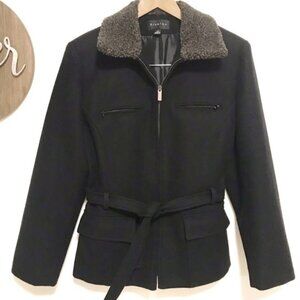 Braetan Black Jacket With Faux Fur Collar Medium